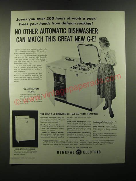 1950 General Electric Advertisement Dishwasher Combination Free Standing