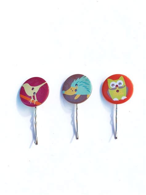 Set Of 3 Bobby Pins Each Featuring A Different Animal Perfect For A