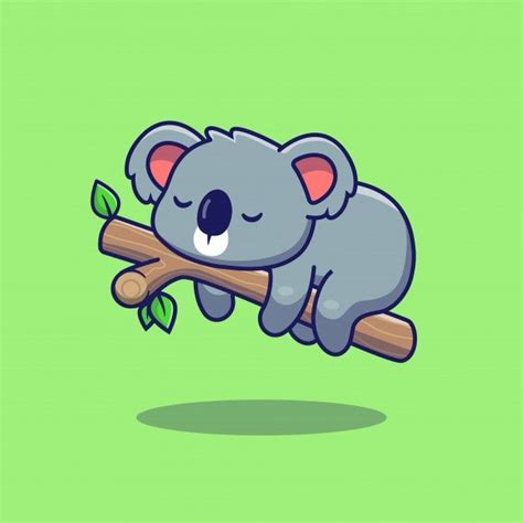 Cute Koala Sleeping Icon Illustration Flat Cartoon Style Download On
