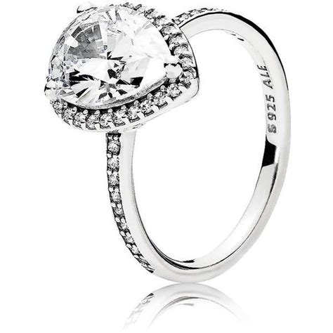 Pandora Ring Sterling Silver And Cubic Zirconia Radiant Teardrop 100