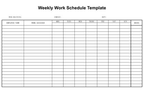 5 Best Images Of Printable Employee Work Schedule Template Blank