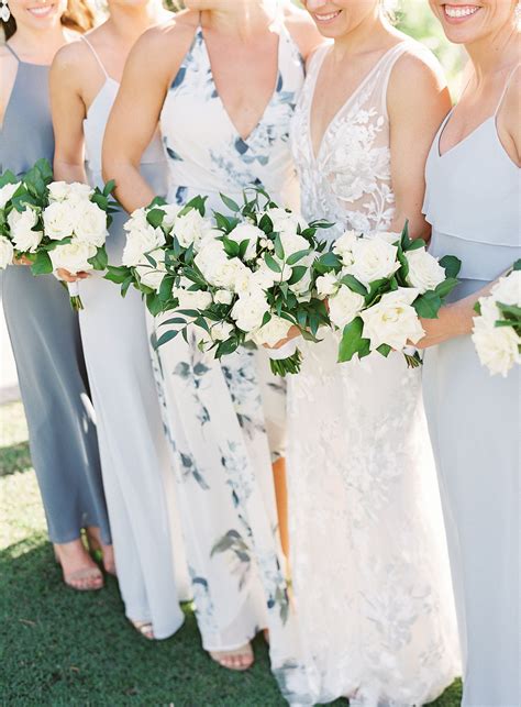 Blue And White Floral Bridesmaid Dress In 2020 Floral Bridesmaid