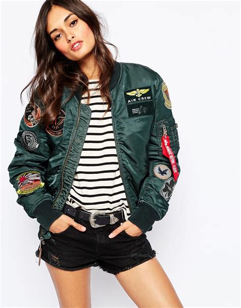 Women's nine west femme bomber jacket. Lyst - Alpha Industries Ma1 Pilot Bomber Jacket With All ...