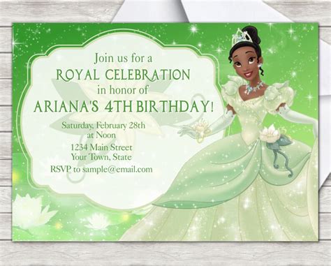 Tiana Birthday Invitation Princess And The Frog Party Etsy