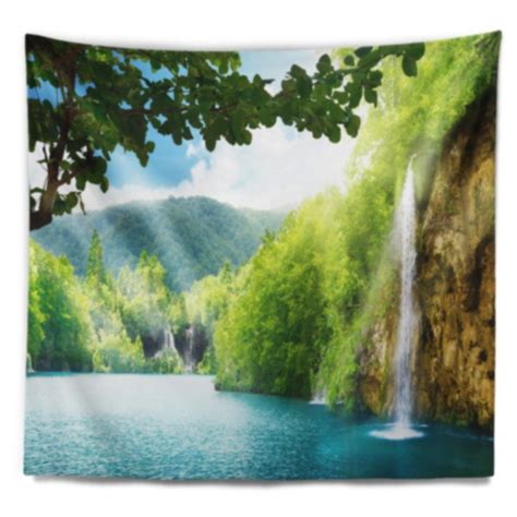 Landscape Photography Waterfall In Deep Forest Tapestry Forest