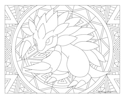 Visit our page for more coloring! #028 Sandslash Pokemon Coloring Page · Windingpathsart.com