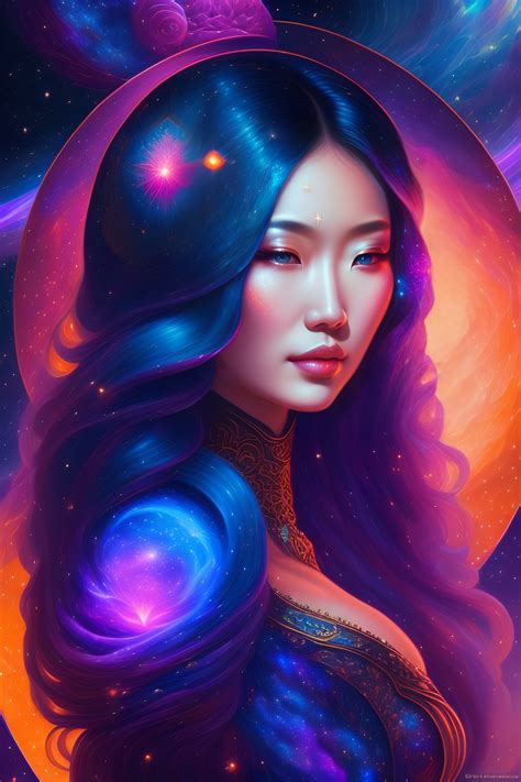 Lexica Cosmic Sorceress Nebulas Galactic Concept Art Portrait By