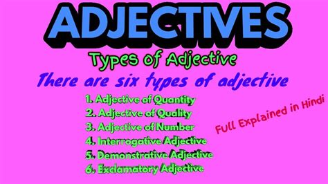 Types Of Adjective Basic English Grammar Structure