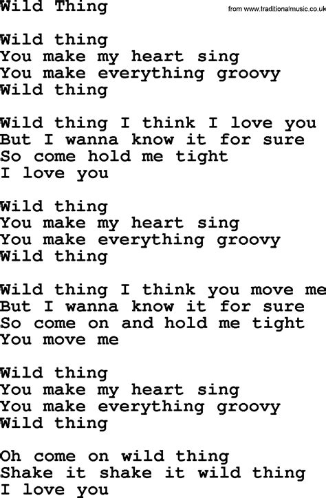 Popular where the wild things are songs. Wild Thing, by The Byrds - lyrics with pdf