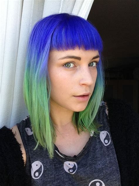 Color came out just fine. Electric blue and lime green hair | Hair color options ...