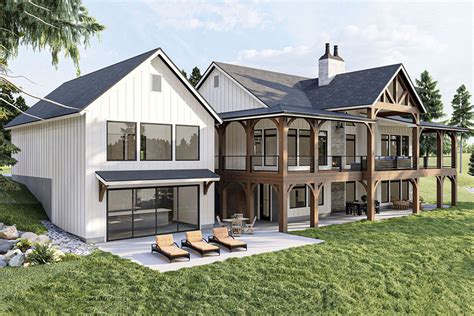 Lake House Plan With Massive Wraparound Covered Deck And Optional Lower