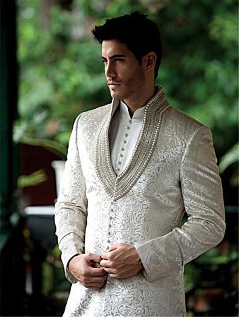 Mens Suit Bridal Wear Jacquard Silk Hand Work Sherwani Etsy Indian