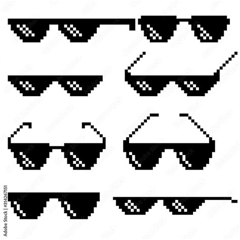 Vector Pixel Glasses Pixel Art 8 Bit Stock Vector Adobe Stock