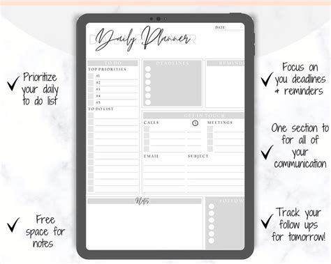 EDITABLE DAILY PLANNER To Do List Printable Productivity Etsy UK