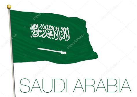 Arabia saudita llamó el jueves a una reunión de emergencia de los países miembros de la opep para buscar acuerdo justo. Bandera de arabia saudita aislado sobre fondo blanco ...