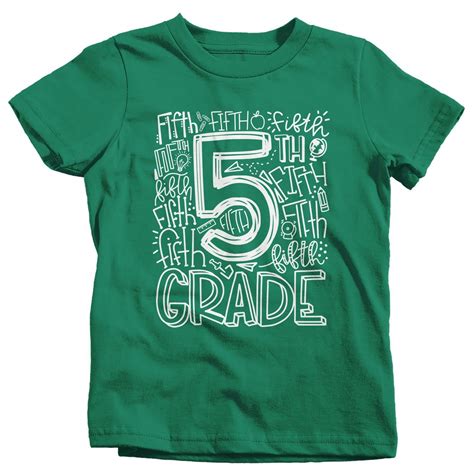 Kids Cute Fifth Grade T Shirt Typography Cool Tee Boys Girls 5th