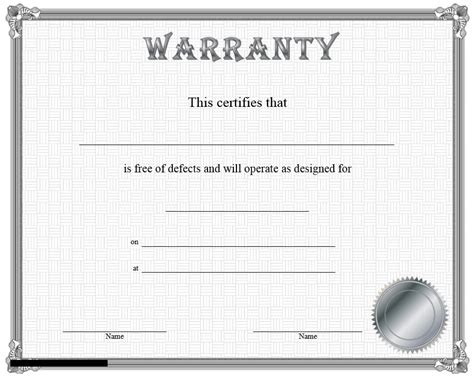 Warrantycertificatesilver 4 Printable Samples