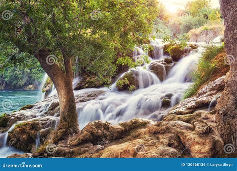 Krka National Park Beautiful Nature Landscape View Of The Waterfall