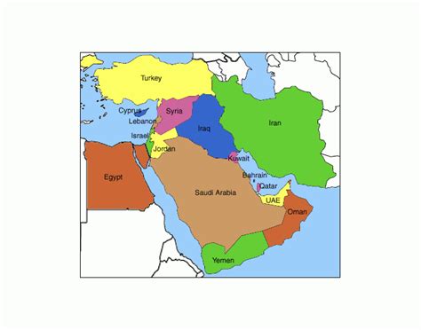 Middle East Map Countries And Cities
