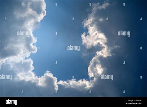 Blue Sky With White Cloud Clouds Silver Lining Stock Photo Alamy