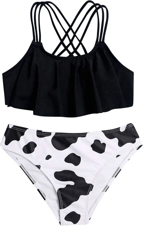 Amazon Com Mingren Swimsuits For Girls Cow Print Piece Swimsuit My