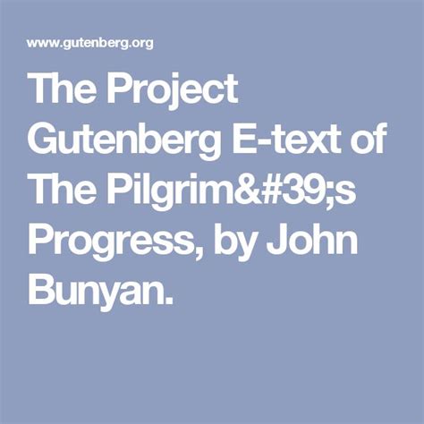 The Project Gutenberg E Text Of The Pilgrims Progress By John Bunyan