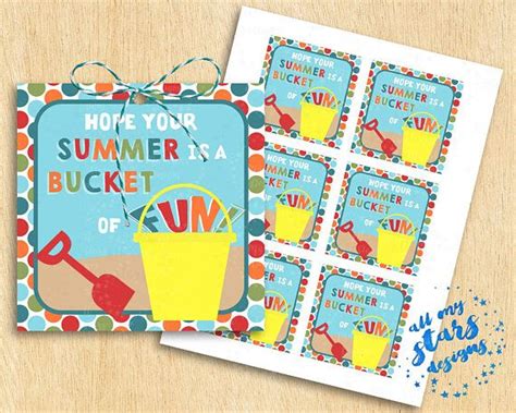 Printable Hope Your Summer Is A Bucket Of Fun Tag Instant Etsy