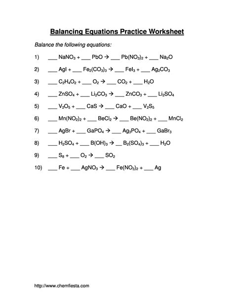 Balance Chemical Equation Worksheet Hot Sex Picture