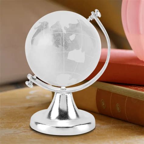 Round Earth Globe World Map Crystal Glass Ball Sphere Home Office Decor