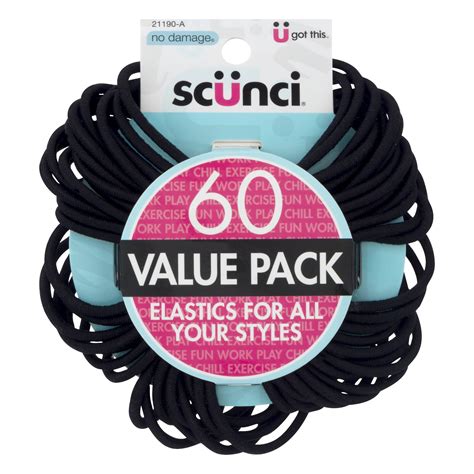 Scunci No Damage Elastic Black Nylon Hairbands Value Pack 60ct