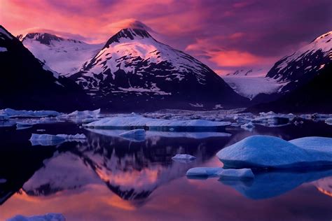 4554551 Snowy Peak Nature Glaciers Sunset Landscape Clouds Ice