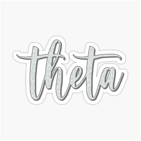 Theta Greek Alphabet Letter Grey Leopard Print Sticker By Jaclynacn