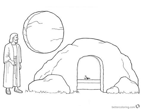Empty Tomb Cloring Pages Jesus Is Risen Easter Coloring Pages Free