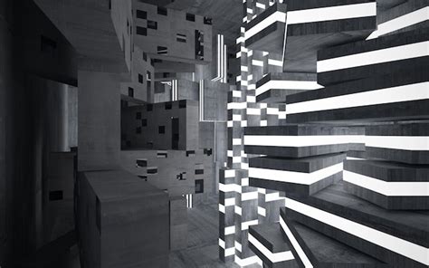 Una Imagen En Blanco Y Negro De Un Edificio Con Un Diseño En Forma De