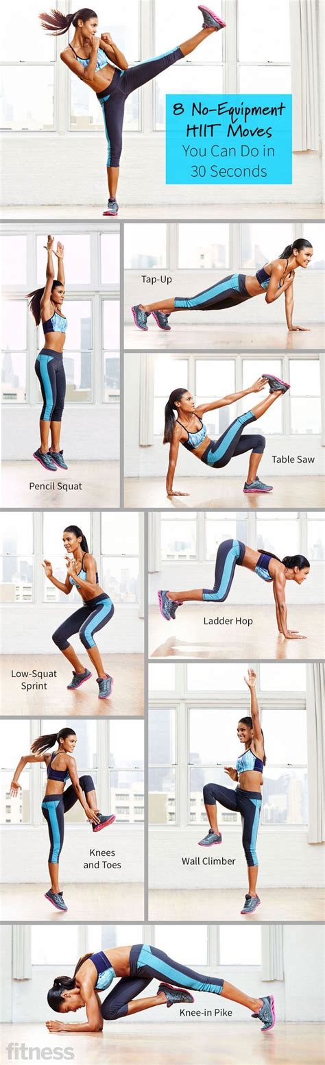 8 No Equipment Hiit Moves You Can Do In 30 Seconds Workout Moves Hiit Workout Exercise
