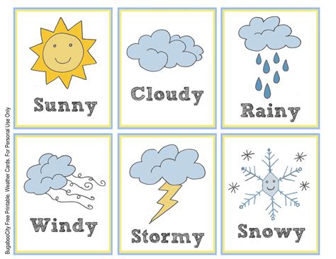 Free Weather Flashcards Free Weather Chart For Your Kindergarten