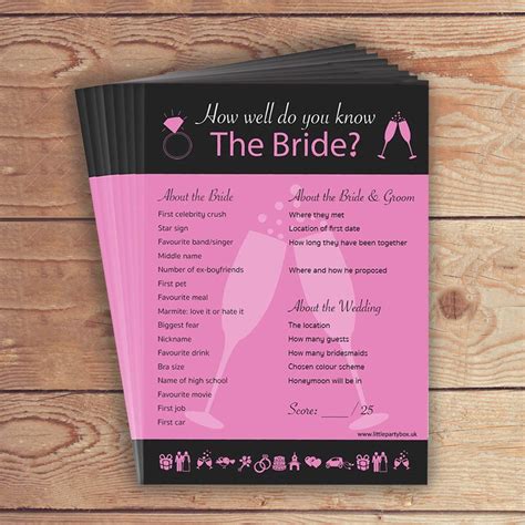 How Well Do You Know The Bride Hen Party Game Hen Night Accessories