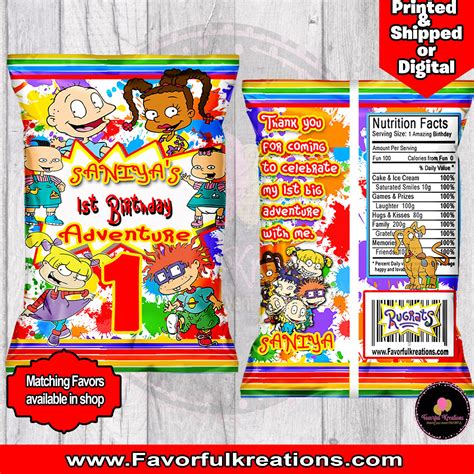 Rugrats Chip Bags Rugrats Party Favor Bags Rugrats Favor Wrappers