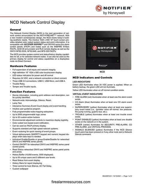 Notifier Ncd Datasheet Fire Alarm Resources Free Fire Alarm Pdf