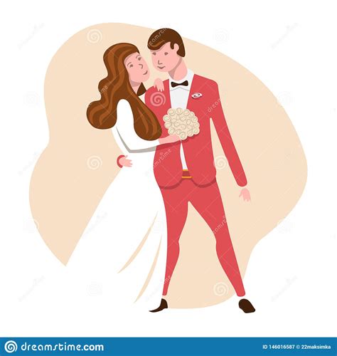Wedding Couple Hugging With Love And Tenderness Stock Vector
