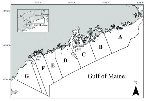 Map of Maine's Lobster Management Zones in Lobster Management Area 1