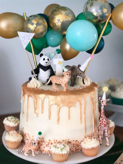 Wild One First Birthday Party With Green Gold White And Black Colour