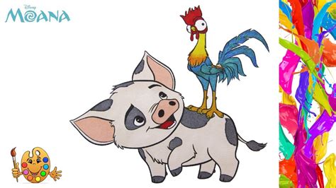 Coloring Moana Pig Pua And Hei Hei Coloring Pages Coloring Book
