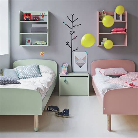 A single rectangular throw pillow looks neat centered. Flexa Play Kids Single Bed in Mint Green | Kids shared ...