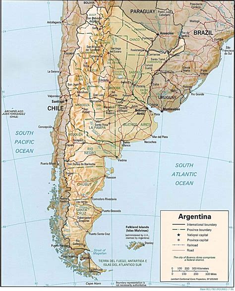 Large Detailed Relief And Political Map Of Argentina Argentina Large