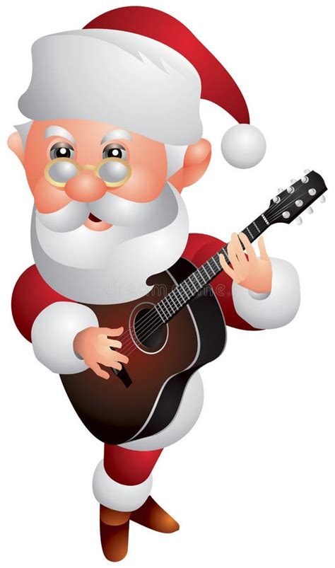 Santa Claus Christmas Guitar Player Cartoon Art Vektor Abbildung