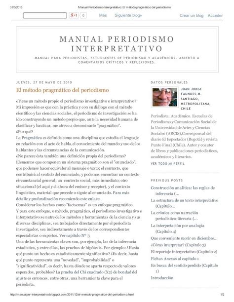 Pdf Manual Periodismo Interpretativo El Método Pragmático Del