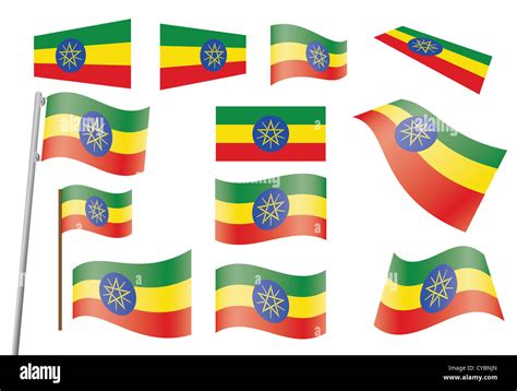 Set Of Flags Of Ethiopia Stock Photo Alamy