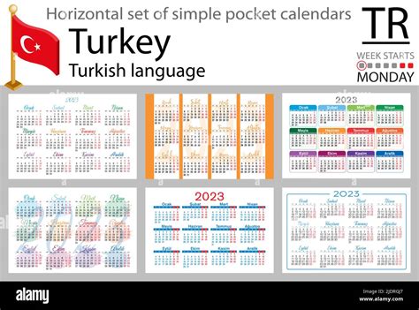 Turkish Horizontal Pocket Calendar For 2023 Two Thousand Twenty Three