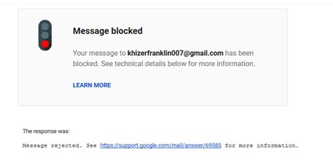 Message Blocked Gmail Community